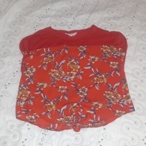 𝅺hippie Rose floral top with front tie size xL